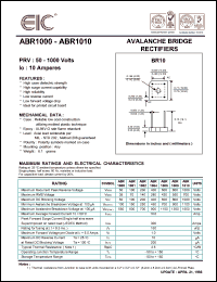 ABR1001 datasheet: 100 V, 10 A Avalanche bridge rectifier ABR1001