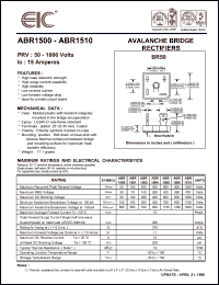 ABR1508 datasheet: 800 V, 15 A Avalanche bridge rectifier ABR1508