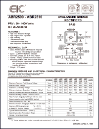 ABR2504 datasheet: 400 V, 25 A Avalanche bridge rectifier ABR2504