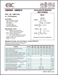 ABR801 datasheet: 100 V, 8 A Avalanche bridge rectifier ABR801