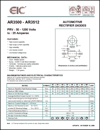 AR3502 datasheet: 200 V, 35 A Automotive rectifier diode AR3502