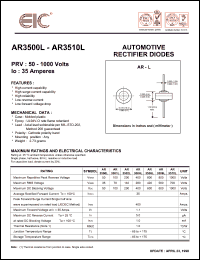 AR3502L datasheet: 200 V, 35 A Automotive rectifier diode AR3502L
