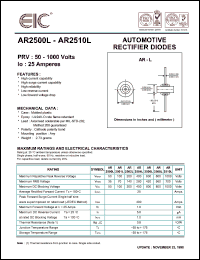 AR2504L datasheet: 400 V, 25 A Automotive rectifier diode AR2504L