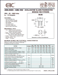 AWL04G datasheet: 400 V, 1.0 A avalanche glass passivated bridge rectifier AWL04G