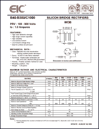 B40-C1000 datasheet: 100 V, 1.0 A silicon bridge rectifier B40-C1000