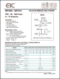 BR1004 datasheet: 400 V, 10 A silicon bridge rectifier BR1004