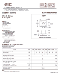 BR5001W datasheet: 100 V, 50 A silicon bridge rectifier BR5001W