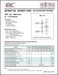 BYW27-200 datasheet: 200 V, 1.0 A silicon rectifier BYW27-200