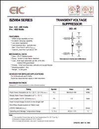 BZW04-11 datasheet: Working peak reverse voltage: 11.1 V, 1.0 mA, 400 Wtransient voltage suppressor BZW04-11