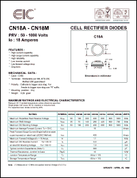 CN18B datasheet: 100 V, 18 A,  cell rectifier diode CN18B