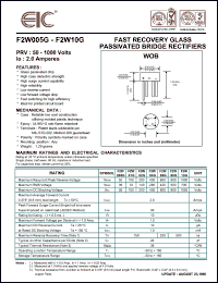 F2W08G datasheet: 800 V, 2 A, fast recovery glass passivated bridge rectifier F2W08G