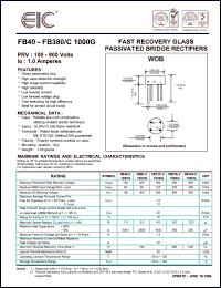 FB40-C1000G datasheet: 100 V, 1 A, fast recovery glass passivated bridge rectifier FB40-C1000G
