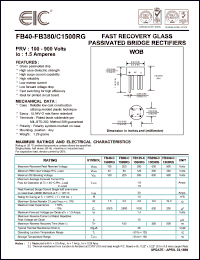 FB380-C1500G datasheet: 900 V, 1.5 A, fast recovery glass passivated bridge rectifier FB380-C1500G