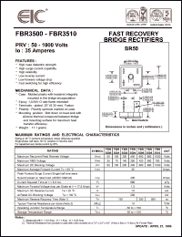 FBR3508 datasheet: 800 V, 35 A, fast recovery bridge rectifier FBR3508