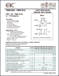 FBR1001 datasheet: 100 V, 10 A, fast recovery bridge rectifier FBR1001