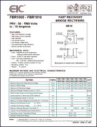 FBR1000 datasheet: 50 V, 10 A, fast recovery bridge rectifier FBR1000