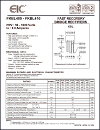 FKBL400 datasheet: 50 V, 2 A, fast recovery bridge rectifier FKBL400