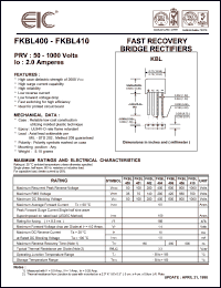 FKBL402 datasheet: 200 V, 2 A, fast recovery bridge rectifier FKBL402