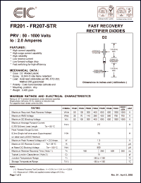 FR207-STR datasheet: 1000 V, 2 A, fast recovery rectifier diode FR207-STR