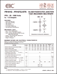 FR107G datasheet: 1000 V, 1 A, glass passivated junction fast recovery rectifier FR107G