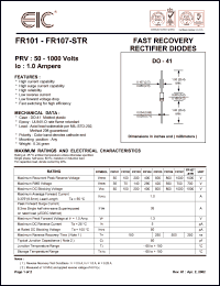 FR104 datasheet: 400 V, 1 A,  fast recovery rectifier diode FR104