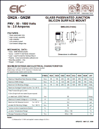 GN2K datasheet: 800 V, 2.0 A,  glass passivated junction silicon surface mount GN2K