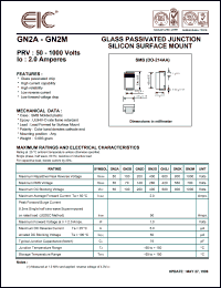 GN2G datasheet: 400 V, 2.0 A,  glass passivated junction silicon surface mount GN2G