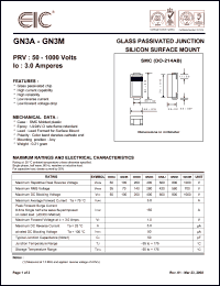 GN3D datasheet: 200 V, 3.0 A,  glass passivated junction silicon surface mount GN3D