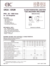 GR2J datasheet: 600 V, 2 A,  glass passivated junction fast recovery rectifier GR2J