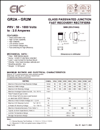 GR2D datasheet: 200 V, 2 A,  glass passivated junction fast recovery rectifier GR2D