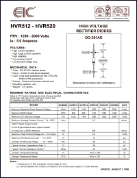 HVR520 datasheet: 2000 V, 5 A,   high voltage rectifier diode HVR520