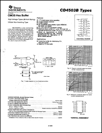 CD4503BNSR datasheet:  CMOS HEX NON-INVERTING BUFFER WITH 3-STATE OUTPUTS CD4503BNSR