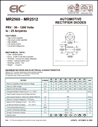 MR2506 datasheet: 600 V, 25 A, automotive rectifier diode MR2506