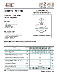 MR5000 datasheet: 50 V, 50 A, automotive rectifier diode MR5000