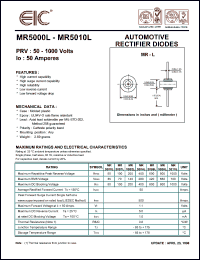 MR5010L datasheet: 1000 V, 50 A, automotive rectifier diode MR5010L