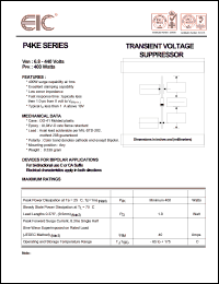 P4KE6.8A datasheet: 6.8 V, 10 mA, 400 W transient voltage suppressor P4KE6.8A