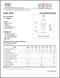 RB152 datasheet: 200 V, 1.5 A,  silicon bridge rectifier RB152