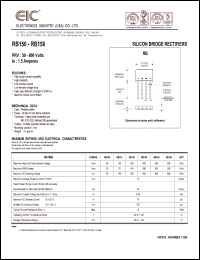 RB156 datasheet: 600 V, 1.5 A,  silicon bridge rectifier RB156