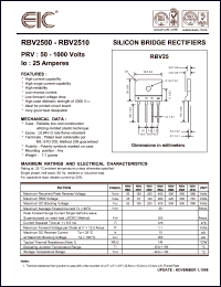 RBV2500 datasheet: 50 V, 25 A, silicon bridge rectifier RBV2500