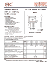 RBV810 datasheet: 1000 V, 8 A, silicon bridge rectifier RBV810