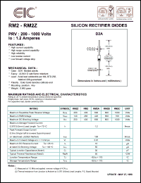 RM2B datasheet: 800 V, 1.2 A, silicon rectifier diode RM2B