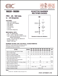 SB270 datasheet: 70 V, 2.0 A, schottky barrier rectifier diode SB270