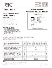 SETE datasheet: 300 V, 2.5 A, surface mount high efficient rectifier SETE