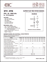 SF52 datasheet: 100 V, 5.0 A, super fast rectifier diode SF52