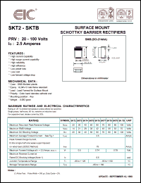 SKT2 datasheet: 20 V, 2.5 A, surface mount schottky barrier rectifier SKT2