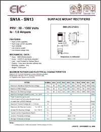 SN13 datasheet: 1300 V, 1.0 A, surface mount rectifier SN13
