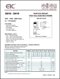 SN1O datasheet: 1400 V, 1.0 A, surface mount high voltage rectifier SN1O
