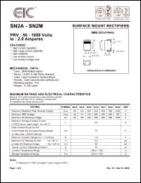 SN2B datasheet: 100 V, 2.0 A, surface mount rectifier SN2B