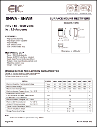 SNWD datasheet: 200 V, 1.0 A, surface mount rectifier SNWD