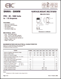 SNWM datasheet: 1000 V, 1.0 A, surface mount rectifier SNWM